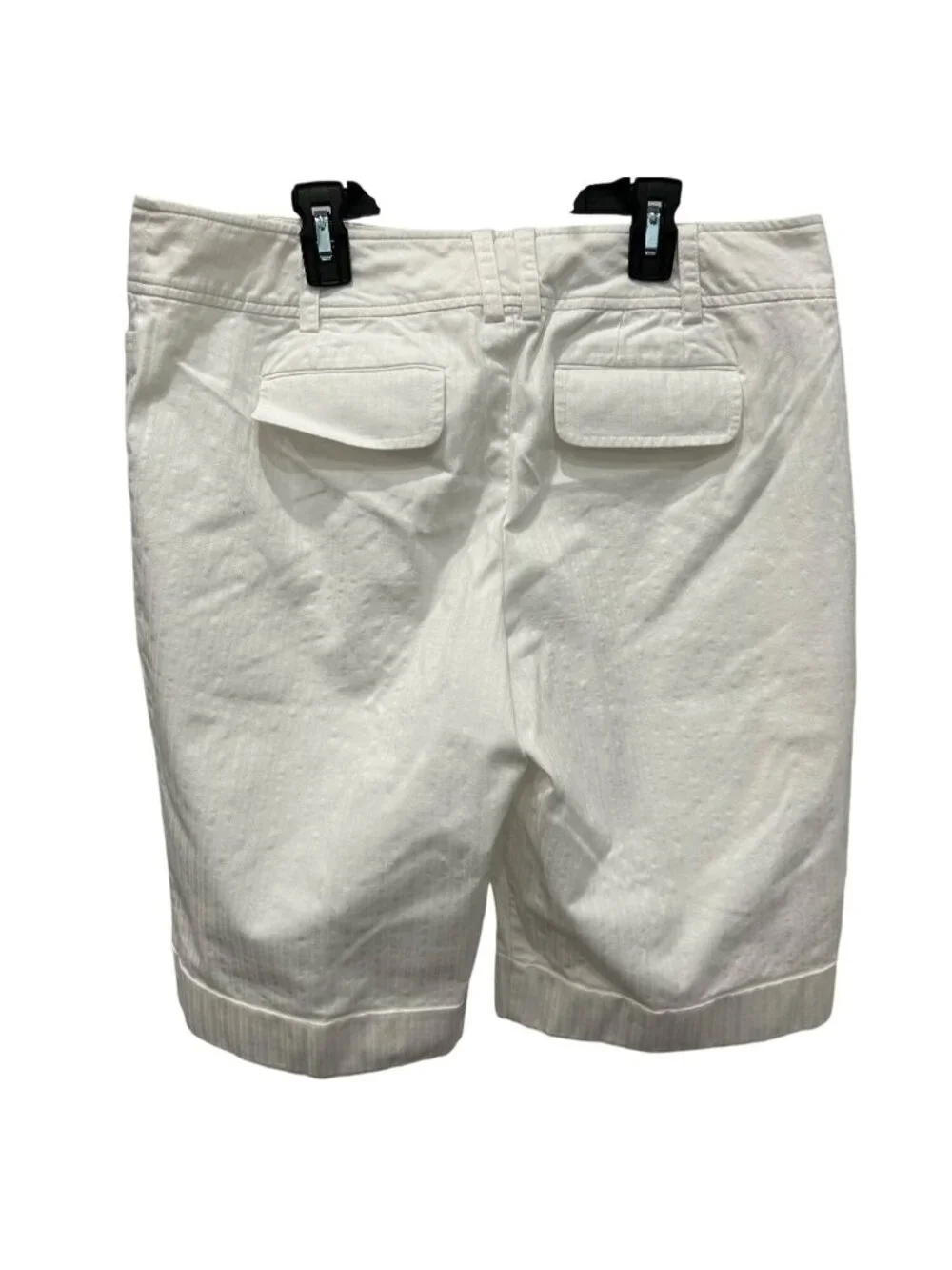 Ann Taylor LOFT Size 12 White Button Close Bermuda Shorts Coastal Beachy